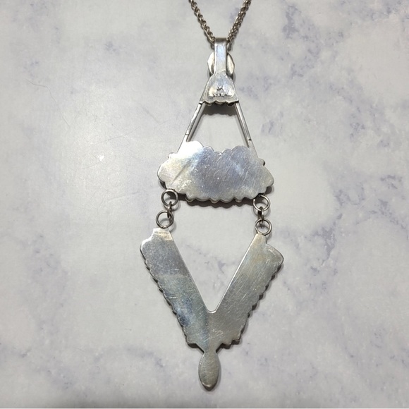 John W Kessler Navajo Native American Turquoise Sterling Silver Necklace Pendant - Picture 3 of 6